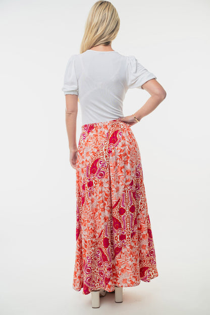 White Birch Full Size High Waisted Floral Woven Skirt - Skirts - FITGGINS