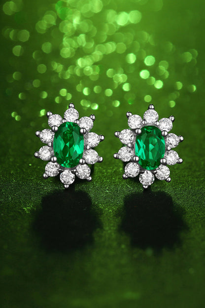 1 Carat Lab-Grown Emerald Stud Earrings - Earrings - FITGGINS