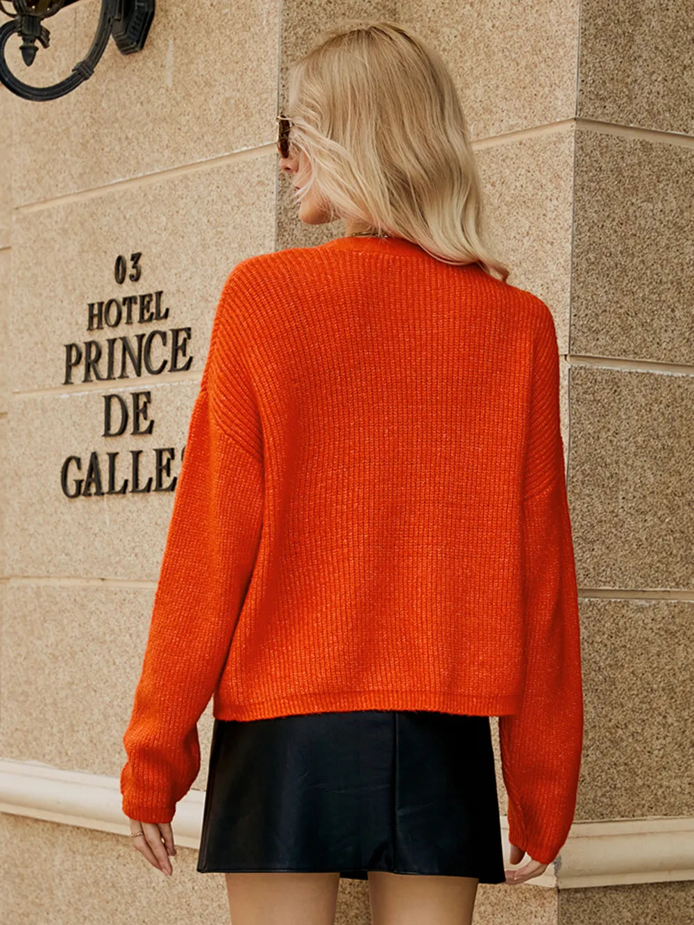 Dropped-Shoulder Button-Up Cardigan Fitggins