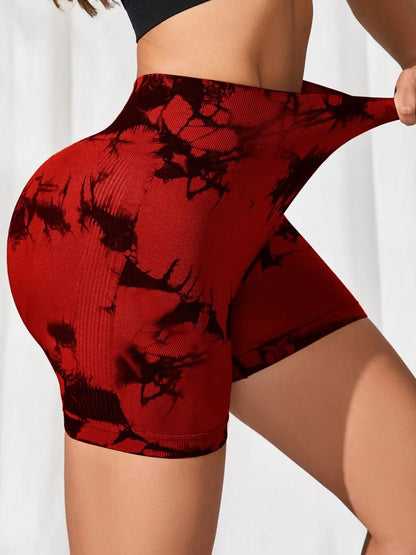 Tie-Dye High Waist Active Shorts Fitggins