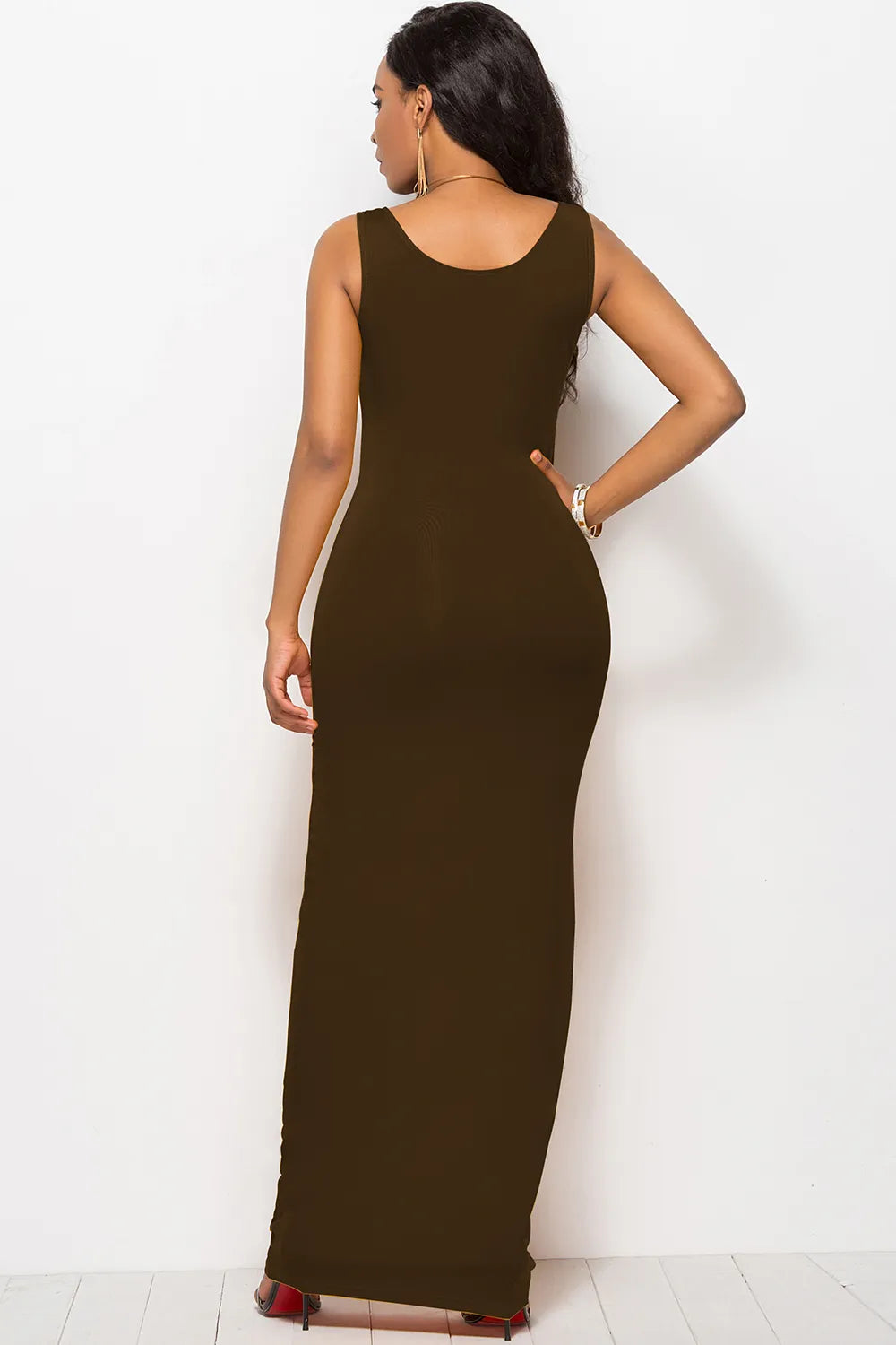 Scoop Neck Wide Strap Maxi Dress Fitggins