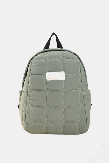 Quilted Polyester Backpack Bag - Handbag - FITGGINS