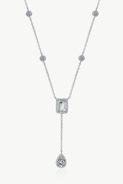 3 Carat 925 Sterling Silver Double Drop Pendant Necklace - Necklaces - FITGGINS