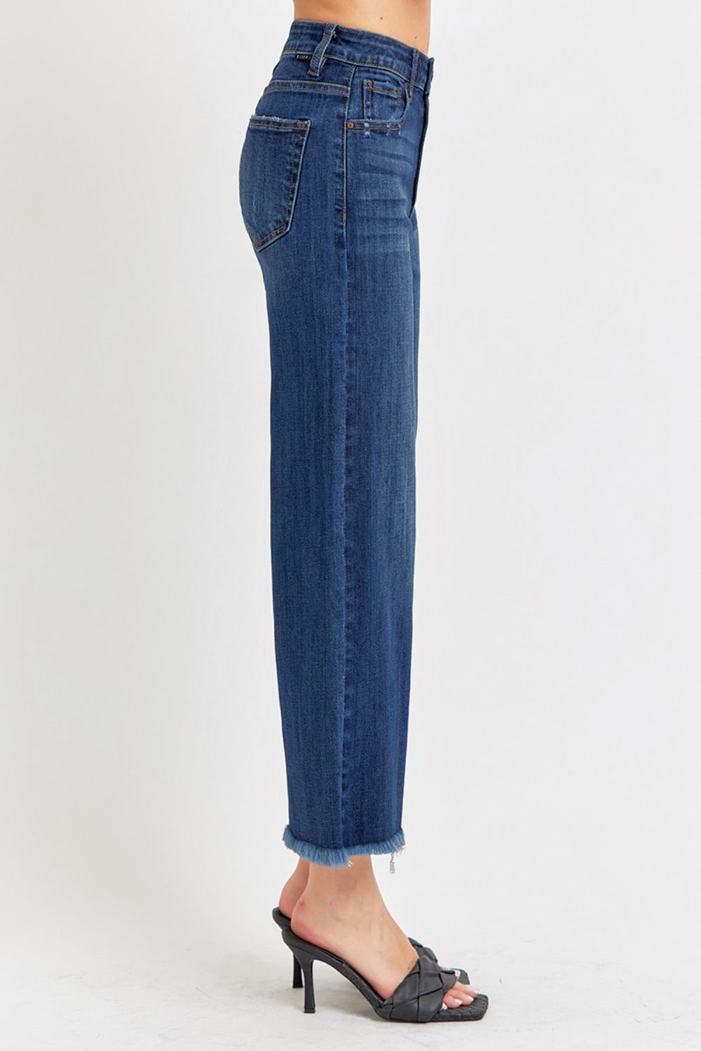 RISEN Full Size Raw Hem Cropped Wide Leg Jeans - Jeans - FITGGINS