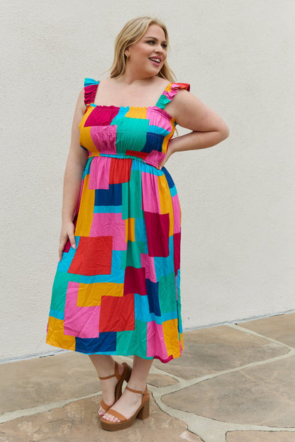 And The Why Multicolored Square Print Summer Dress - Casual & Maxi Dresses - FITGGINS