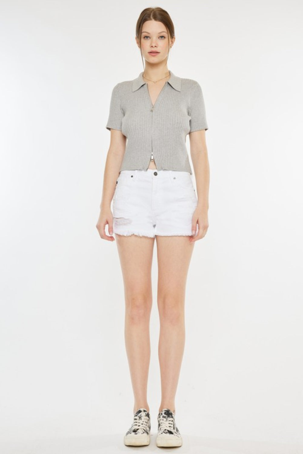 Kancan Raw Hem Distressed Denim Shorts - Denim Shorts - FITGGINS