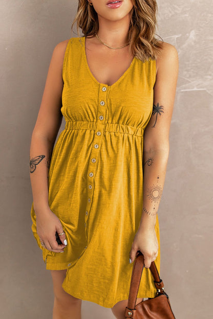 Sleeveless Button Down Mini Magic Dress Fitggins