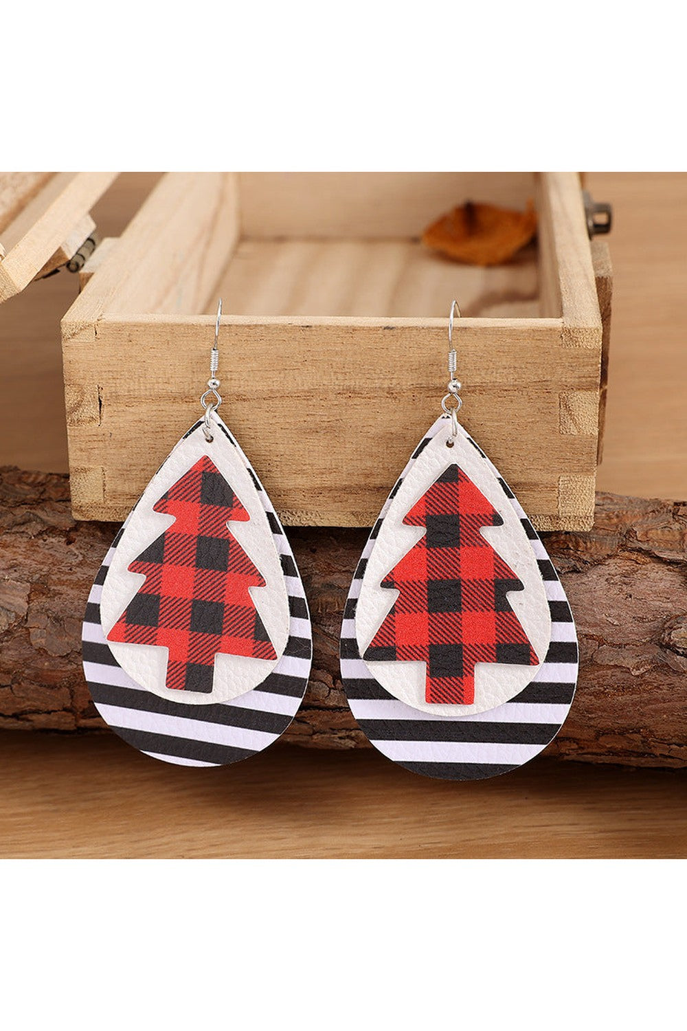 Christmas Tree PU Leather Earrings - Earrings - FITGGINS