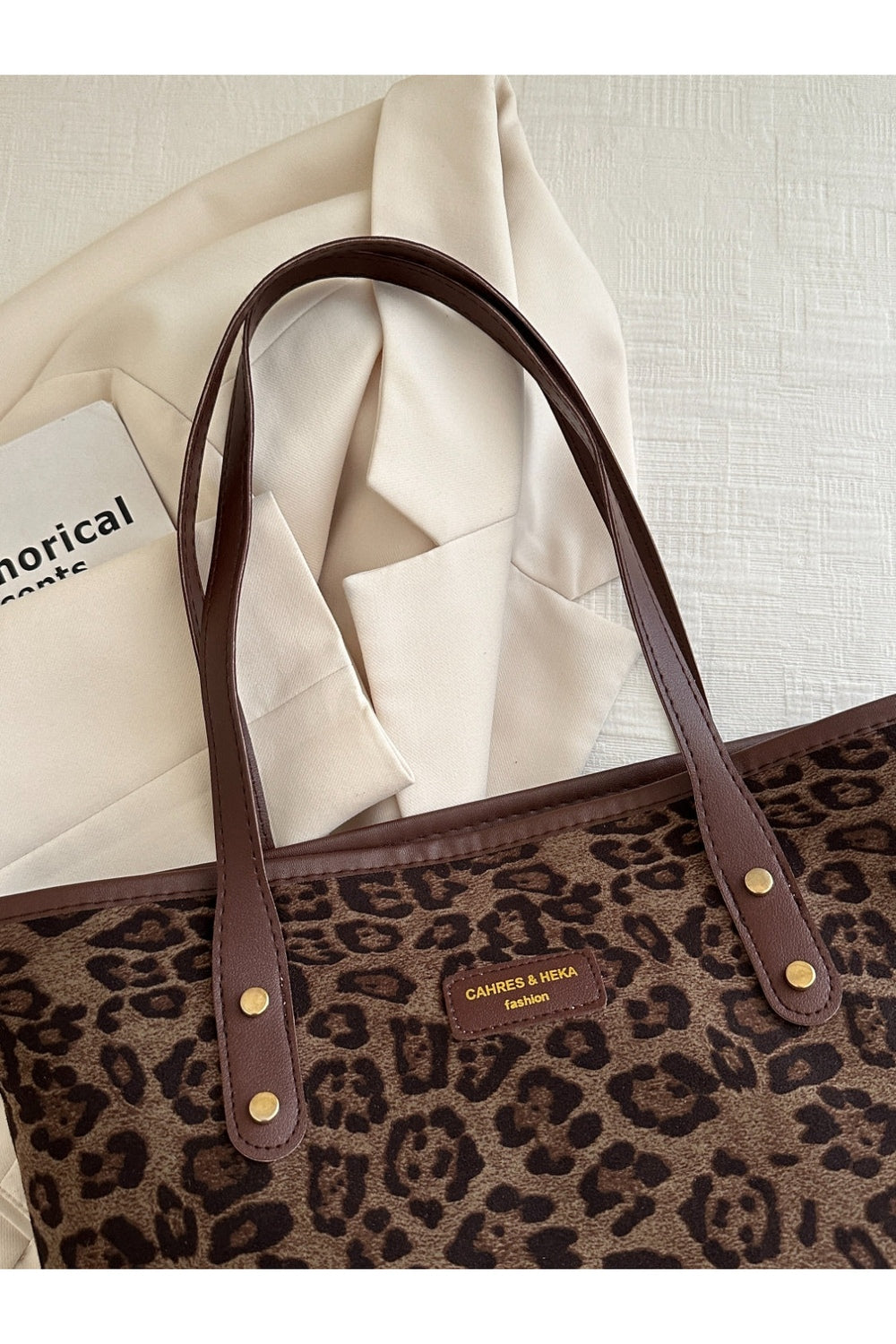 Leopard Polyester Tote Bag - Handbag - FITGGINS