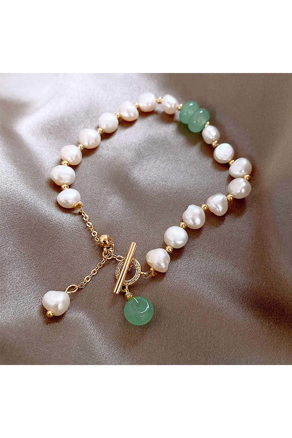 Pearl Green Stone Link Bracelet - Bracelets - FITGGINS