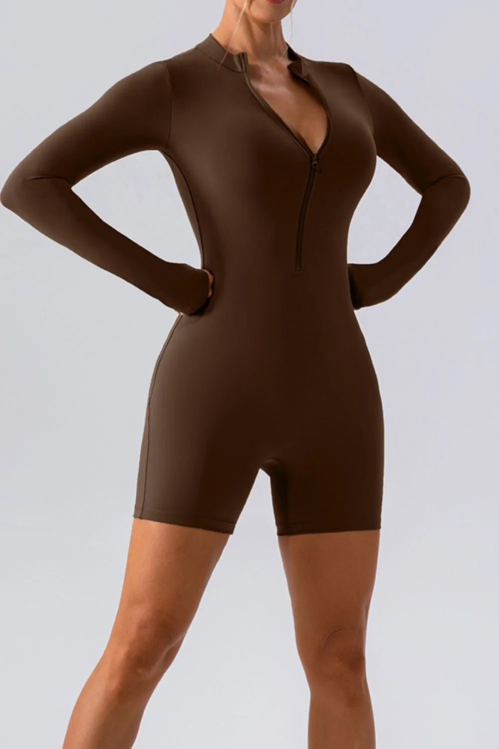 Half Zip Long Sleeve Active Romper Fitggins