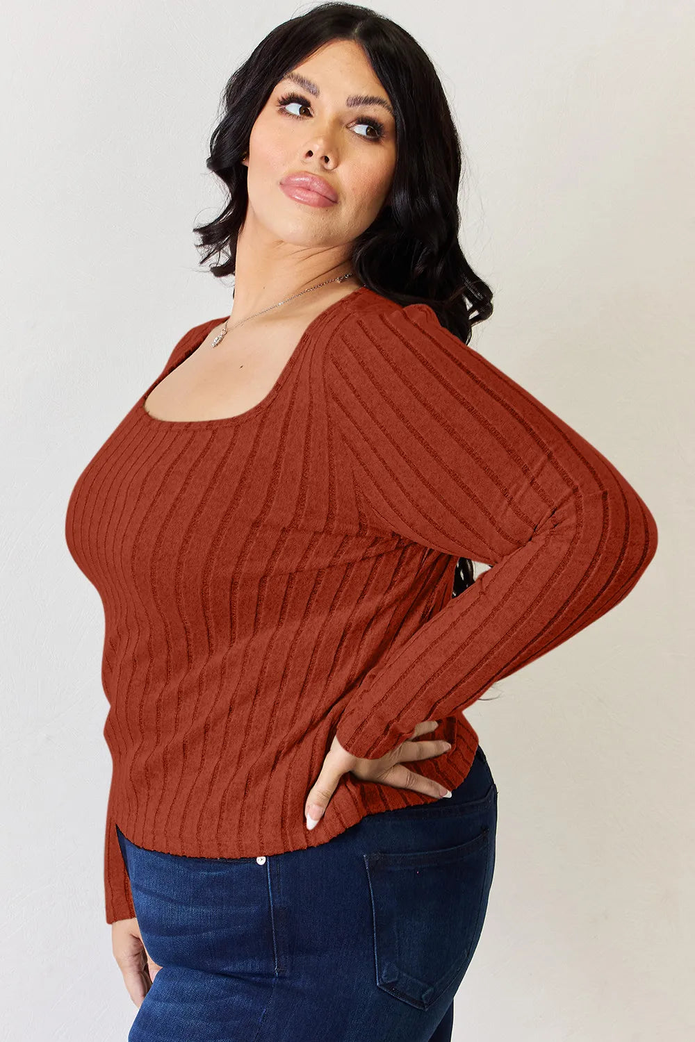 Basic Bae Full Size Ribbed Long Sleeve T-Shirt Fitggins