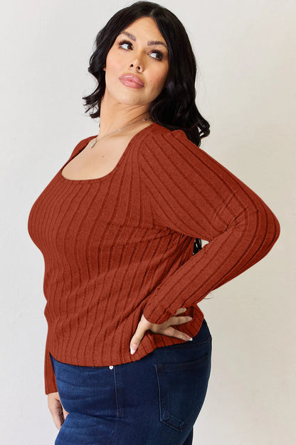 Basic Bae Full Size Ribbed Long Sleeve T-Shirt Fitggins