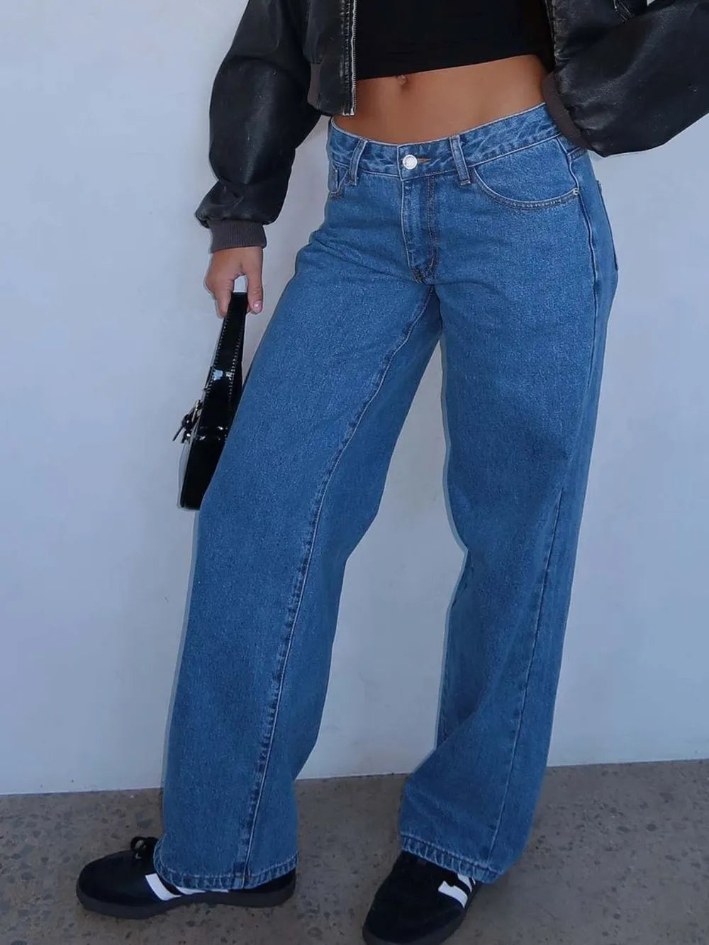 Wide Leg Jeans with Pockets Fitggins