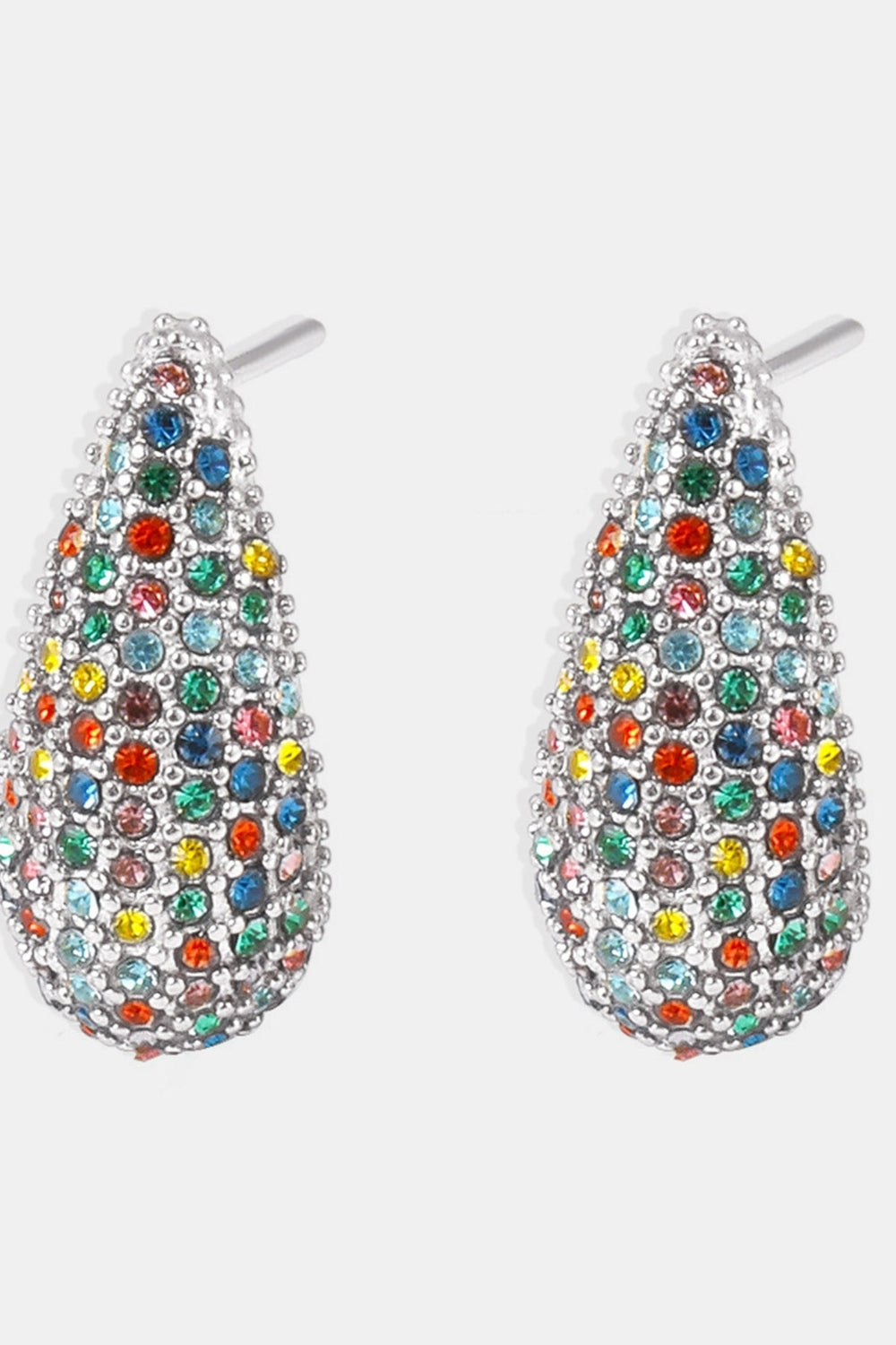 Stainless Steel Inlaid Zircon Teardrop Earrings - Earrings - FITGGINS