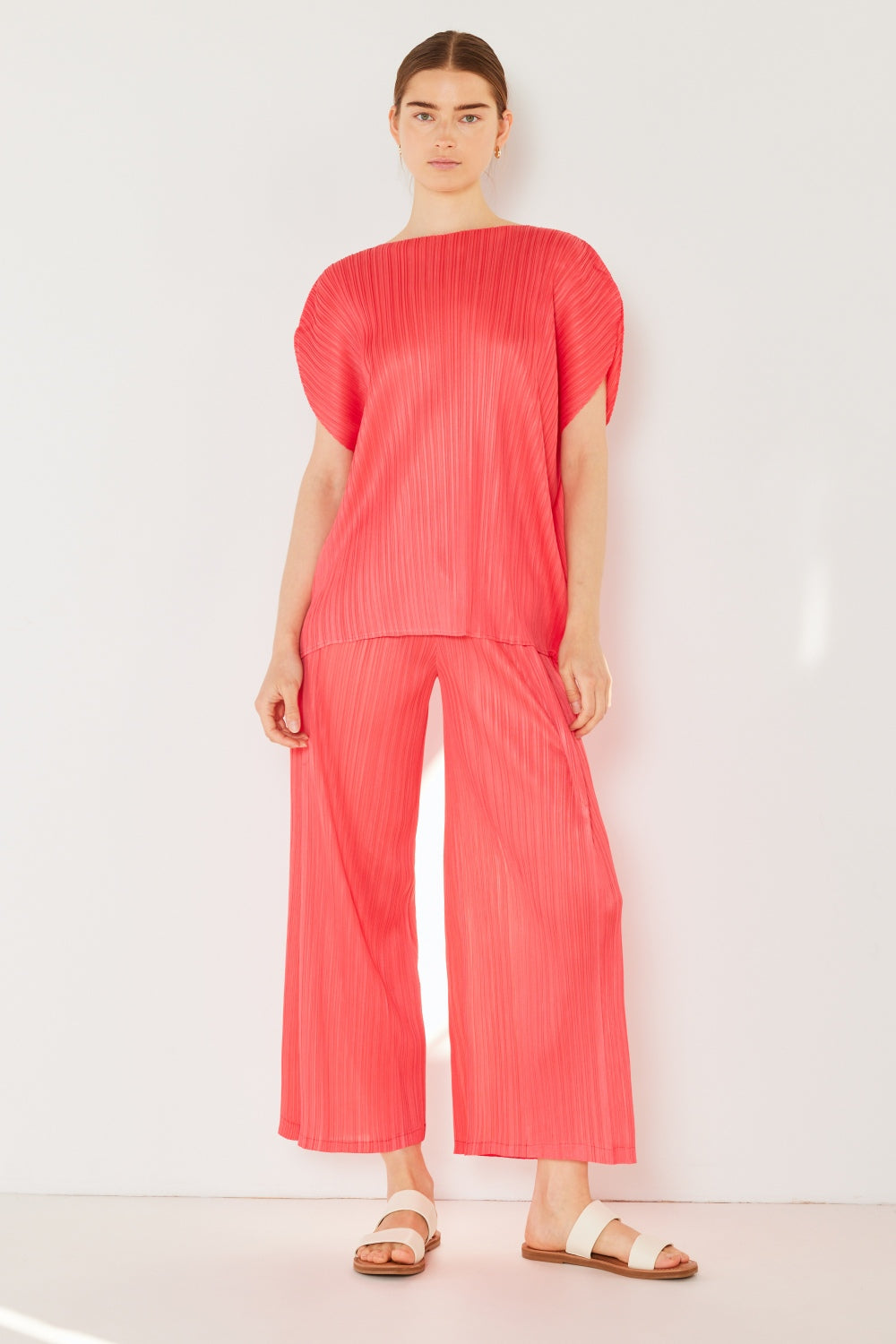 Marina West Swim Pleated Wide-Leg Pants with Side Pleat Detail - Pants - FITGGINS