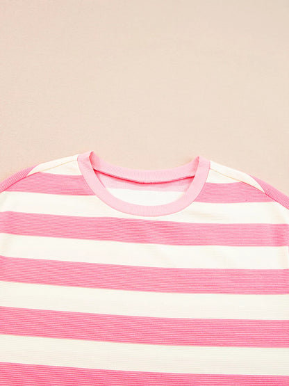 Stripe Cap Sleeve Pocketed Shift Dress Fitggins
