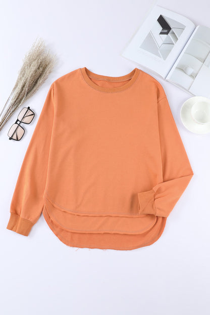 Side Slit Drop Shoulder Sweatshirt Orange Fitggins