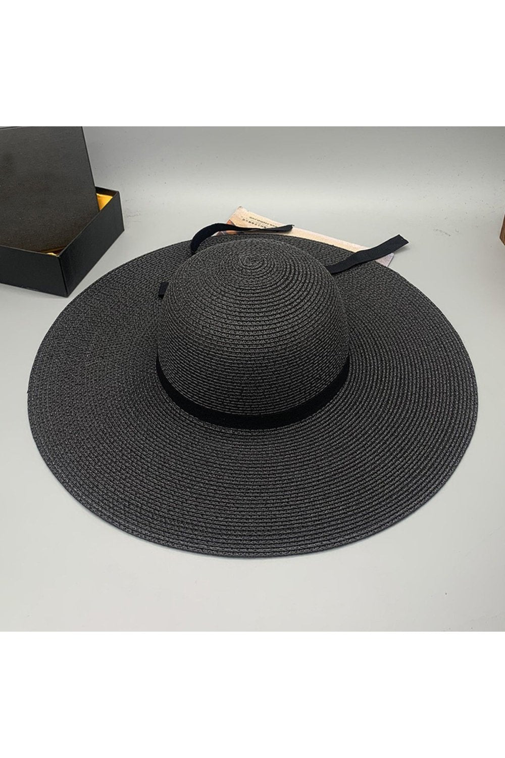 Bow Paper Braided Wide Brim Hat - Hats - FITGGINS