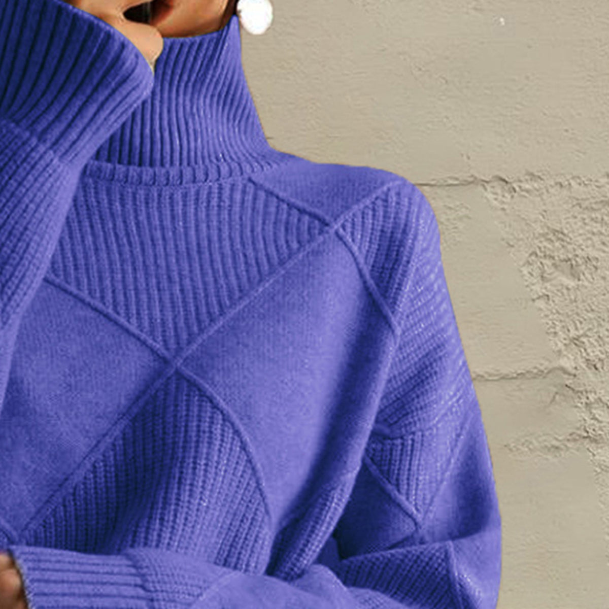 Geometric Turtleneck Long Sleeve Sweater Fitggins