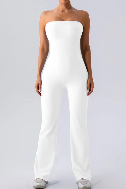 Sleeveless Straight Active Jumpsuit White Fitggins