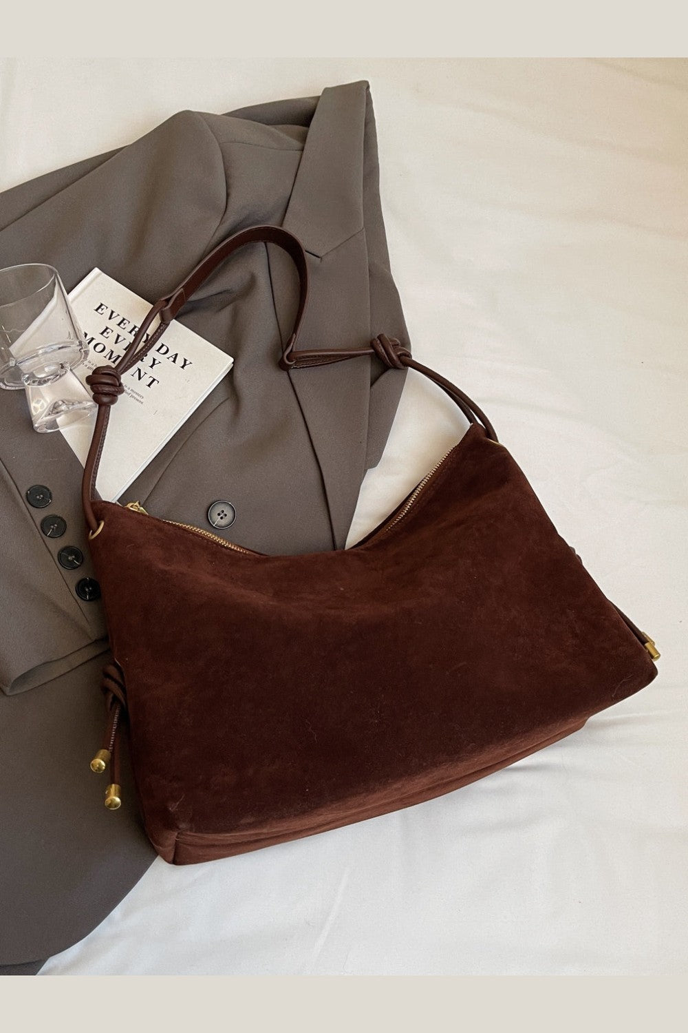 Suede Large Shoulder Bag - Handbag - FITGGINS