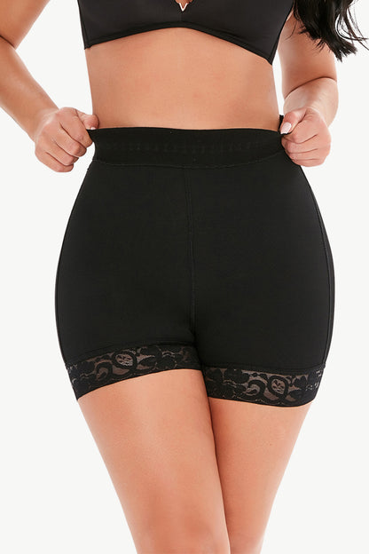 Full Size Pull-On Lace Trim Shaping Shorts Black Fitggins