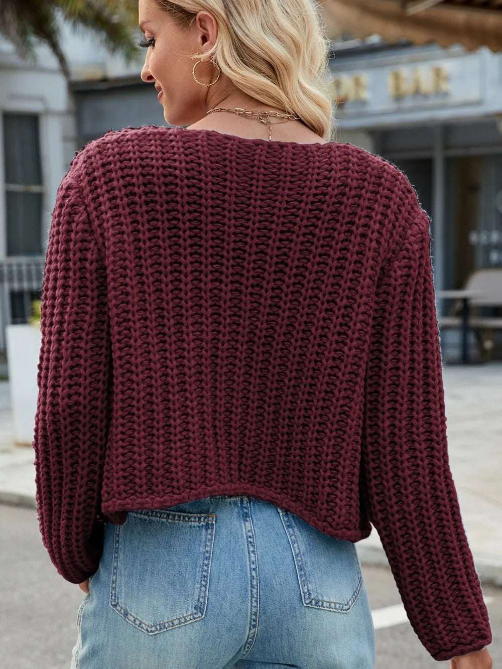 Round Neck Button Up Cardigan with Pockets Fitggins