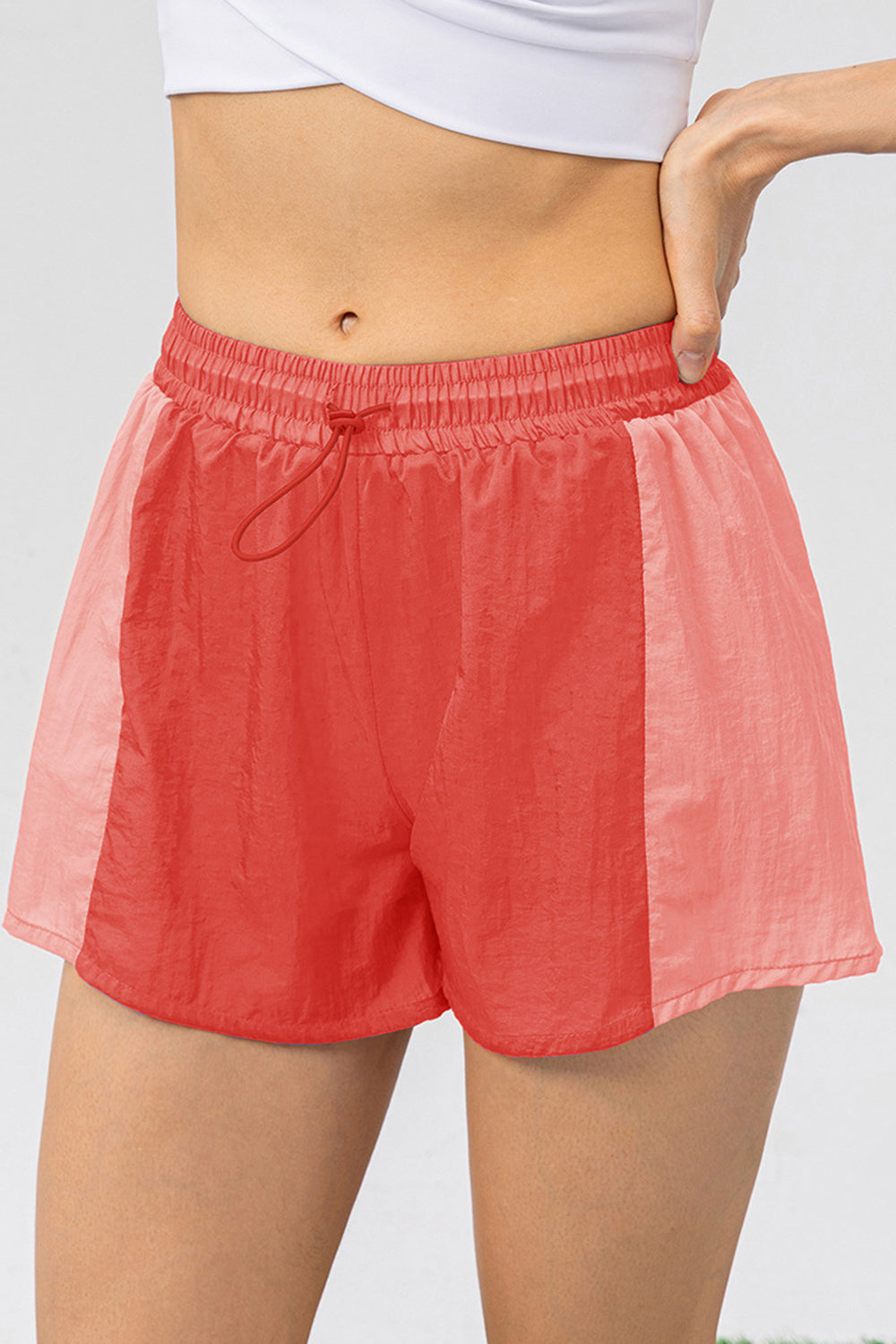 Color Block Drawstring Active Shorts - Short Leggings - FITGGINS