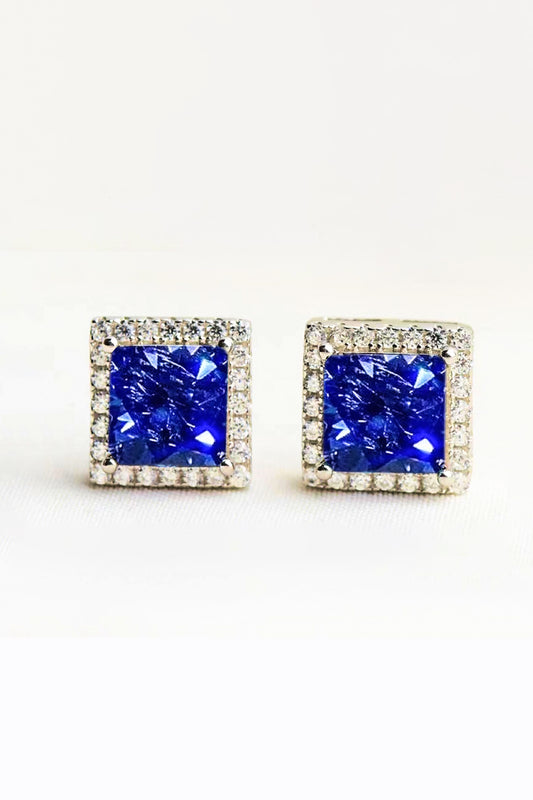 925 Sterling Silver 4 Carat Moissanite Square Earrings - Earrings - FITGGINS