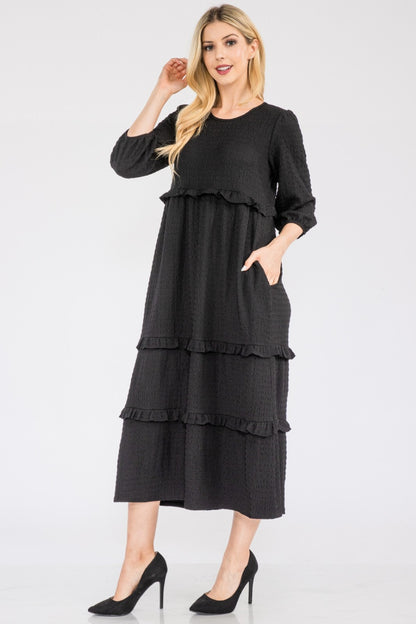 Celeste Full Size Tiered-Ruffle Midi Dress - Casual & Maxi Dresses - FITGGINS