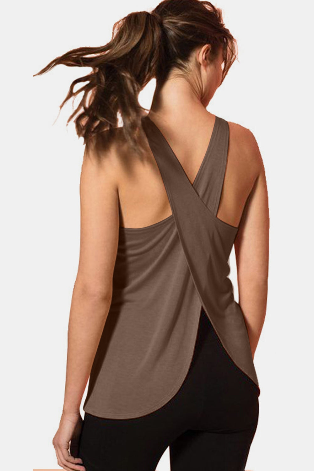 Crisscross Scoop Neck Active Tank - Crop Tops & Tank Tops - FITGGINS