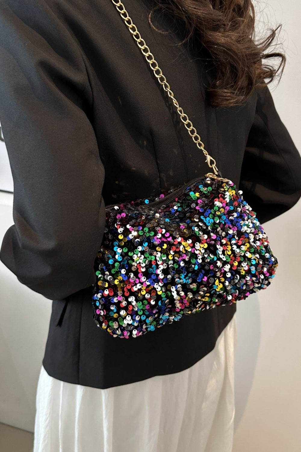 Sequin Removable Strap Shoulder Bag - Handbag - FITGGINS