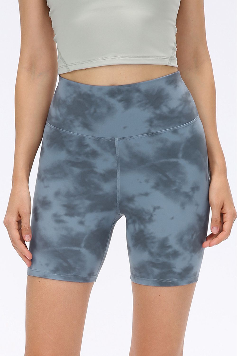 Wide Waistband Sports Shorts Light Blue Fitggins
