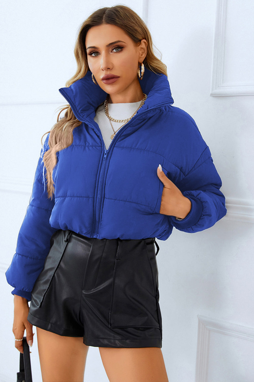 Zip-Up Winter Coat with Pockets - Jackets - FITGGINS