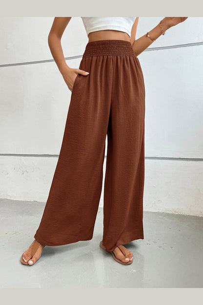 Perfee Wide Leg Pants with Pockets - Pants - FITGGINS