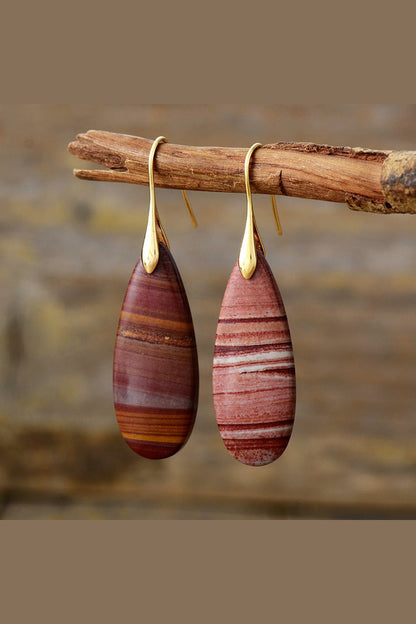 Natural Stone Waterdrop Shape Earrings - Earrings - FITGGINS