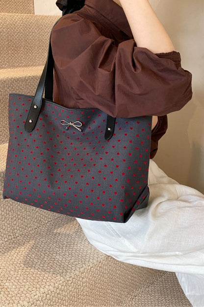 Polyester Bow Polka Dot Tote Bag - Handbag - FITGGINS