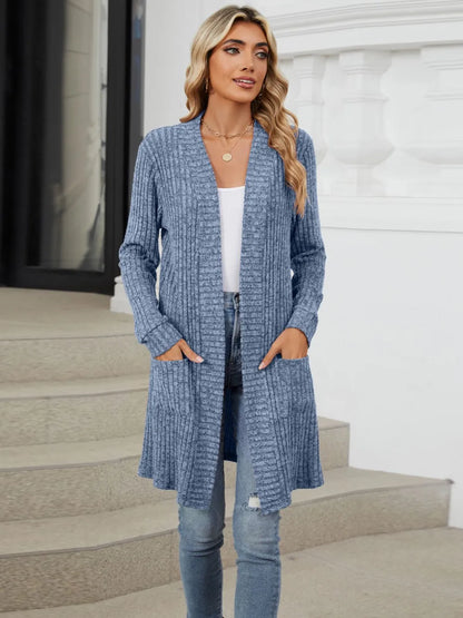 Open Front Long Sleeve Cardigan Fitggins
