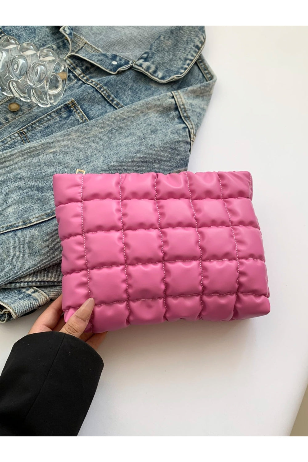 Quilted Plaid Clutch with Zipper - Handbag - FITGGINS