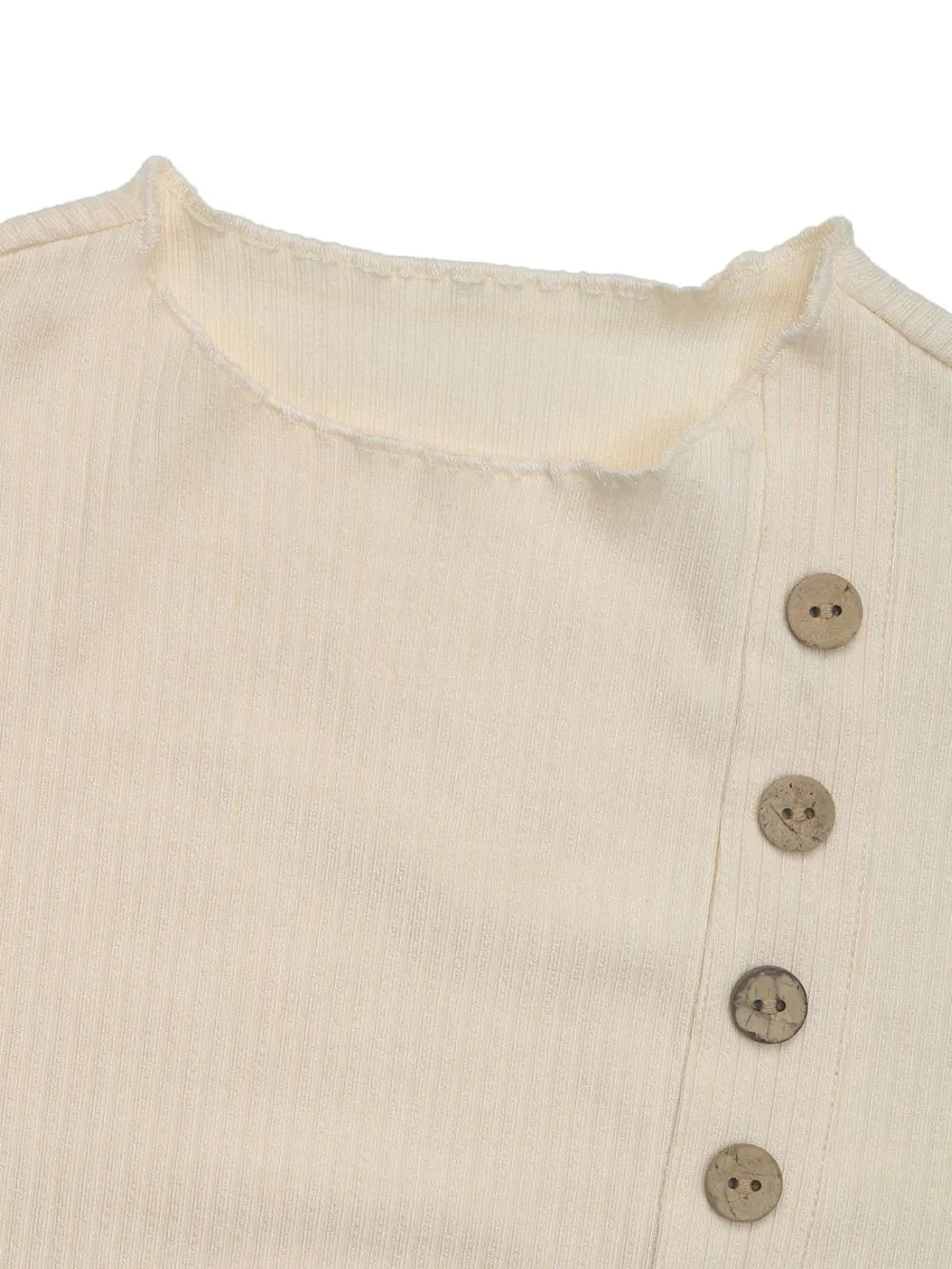 Perfee Decorative Button Round Neck Long Sleeve Bodysuit Fitggins