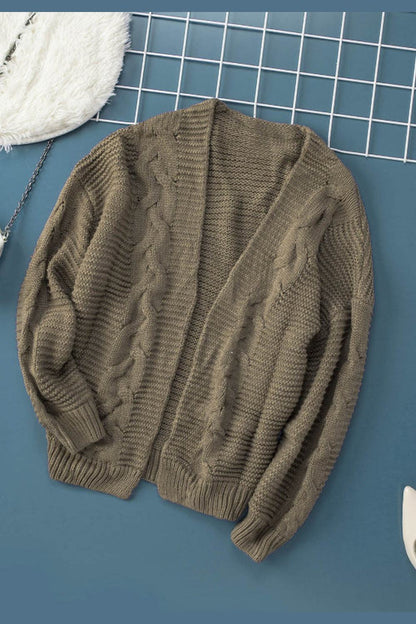 Cable-Knit Open Front Cardigan - Cardigans - FITGGINS