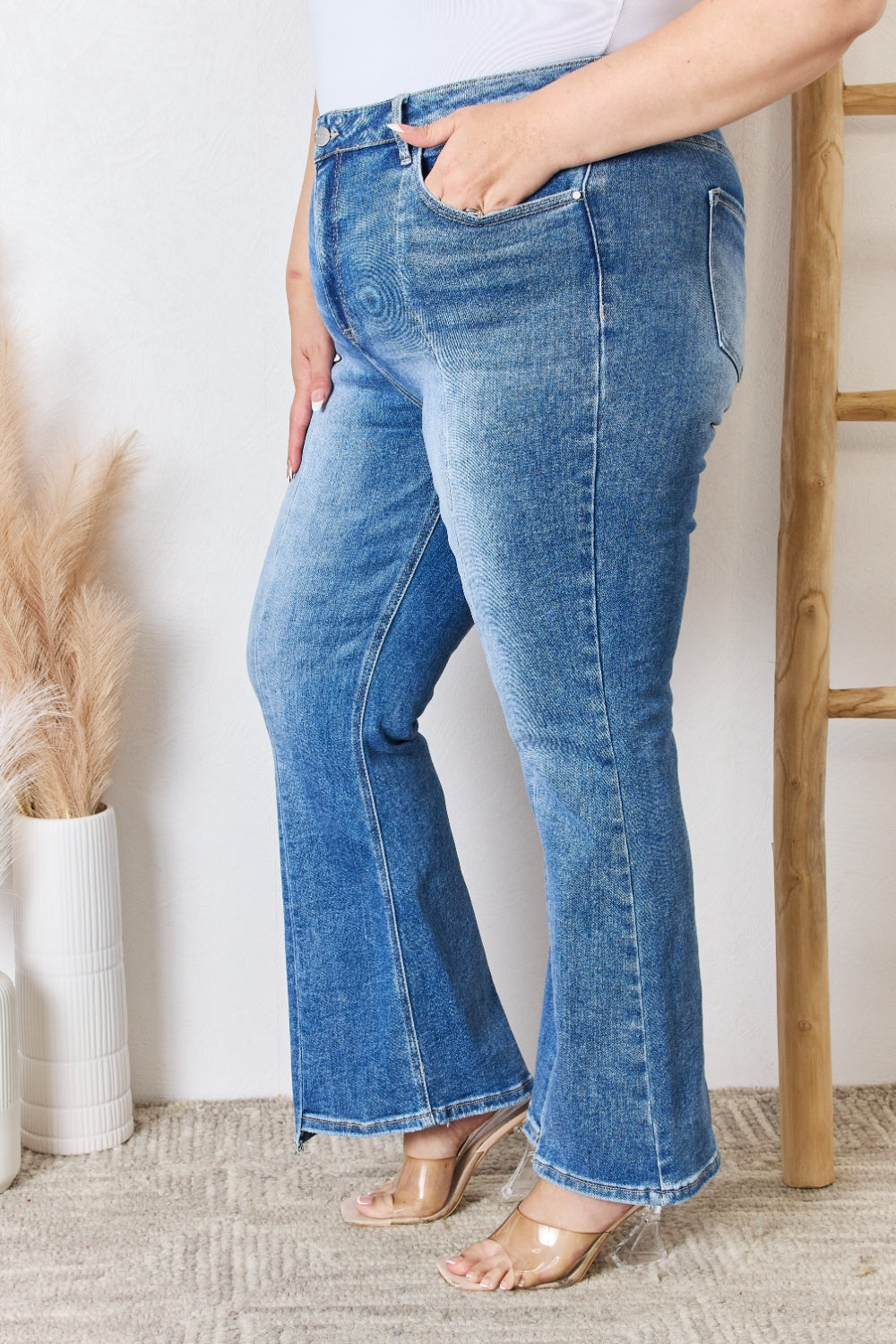 RISEN Full Size High Rise Ankle Flare Jeans - Jeans - FITGGINS