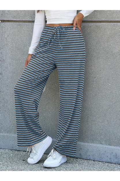 Lovelet Striped Wide Leg Pants - Pants - FITGGINS