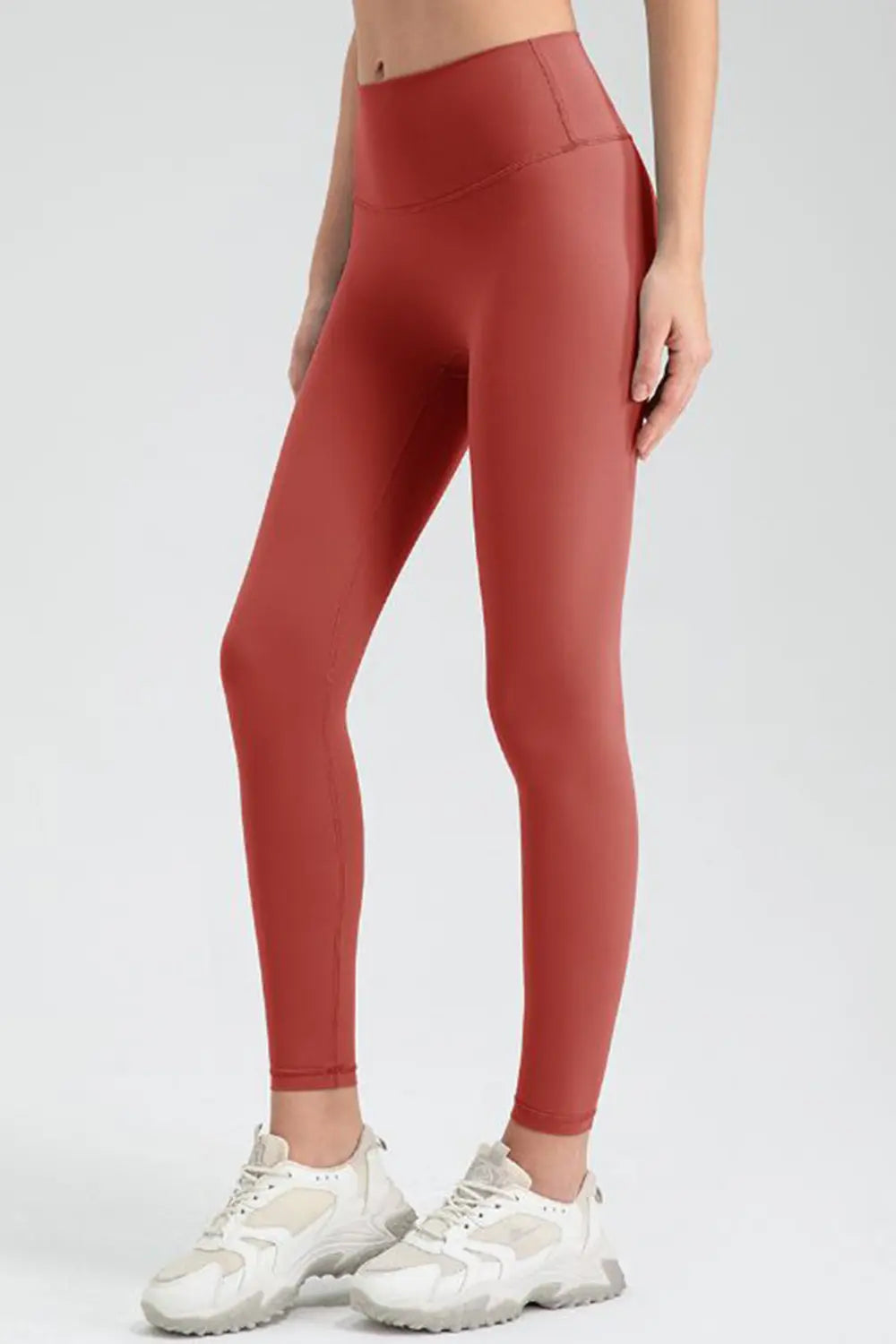 Wide Waistband Sport Leggings Red Orange Fitggins