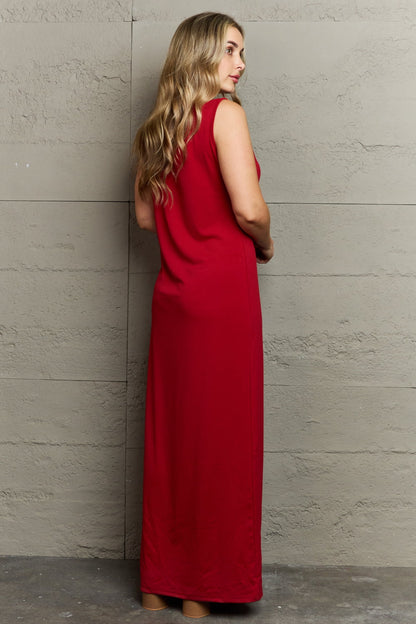 Plus Size Scoop Neck Maxi Tank Dress Fitggins