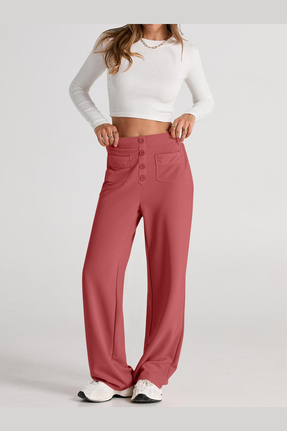 High Waist Wide Leg Pants - Pants - FITGGINS