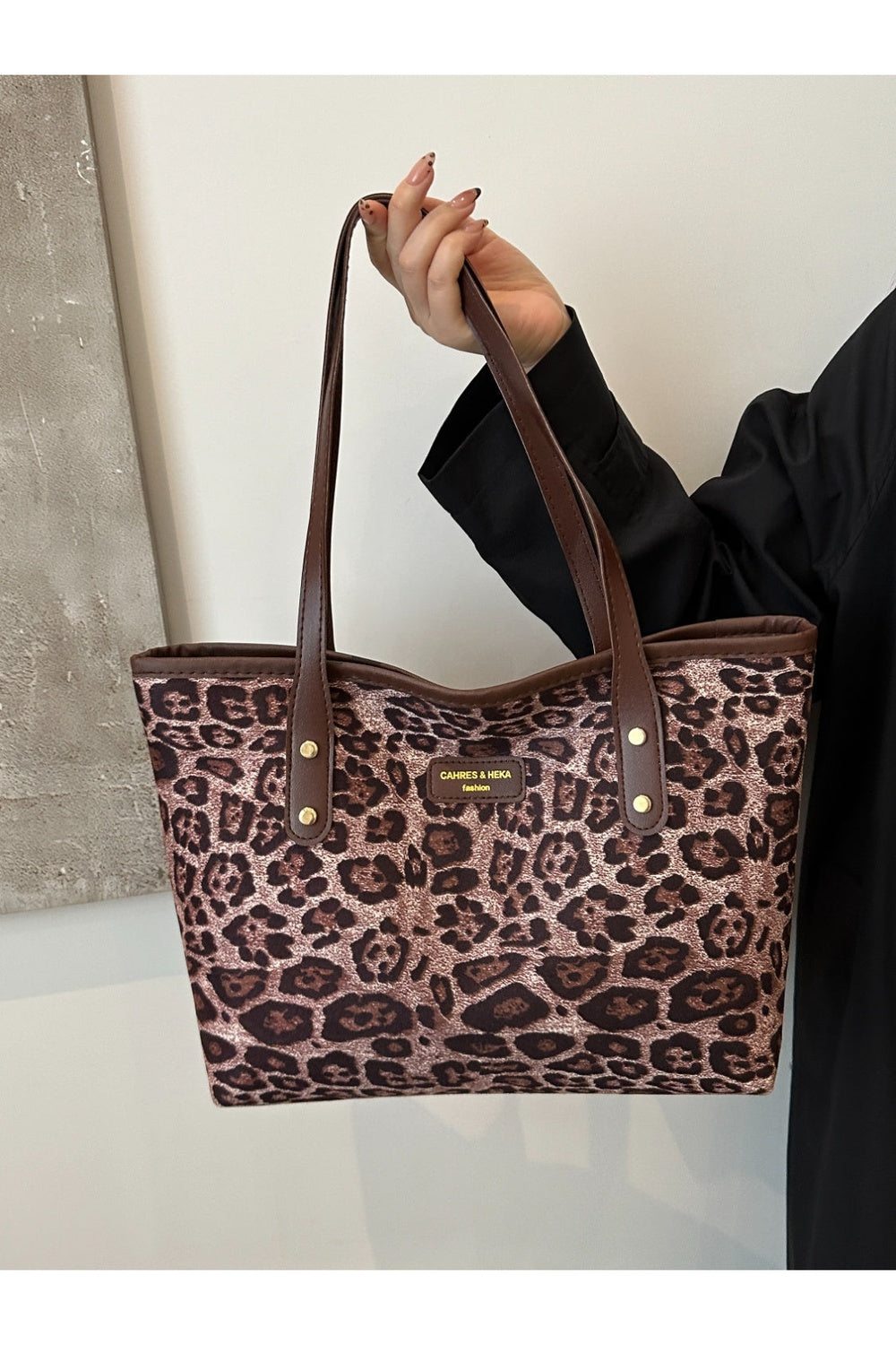 Leopard Polyester Tote Bag - Handbag - FITGGINS