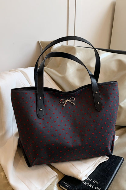 Polyester Bow Polka Dot Tote Bag - Handbag - FITGGINS