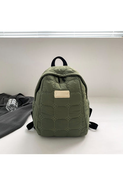 Quilted Polyester Backpack Bag - Handbag - FITGGINS